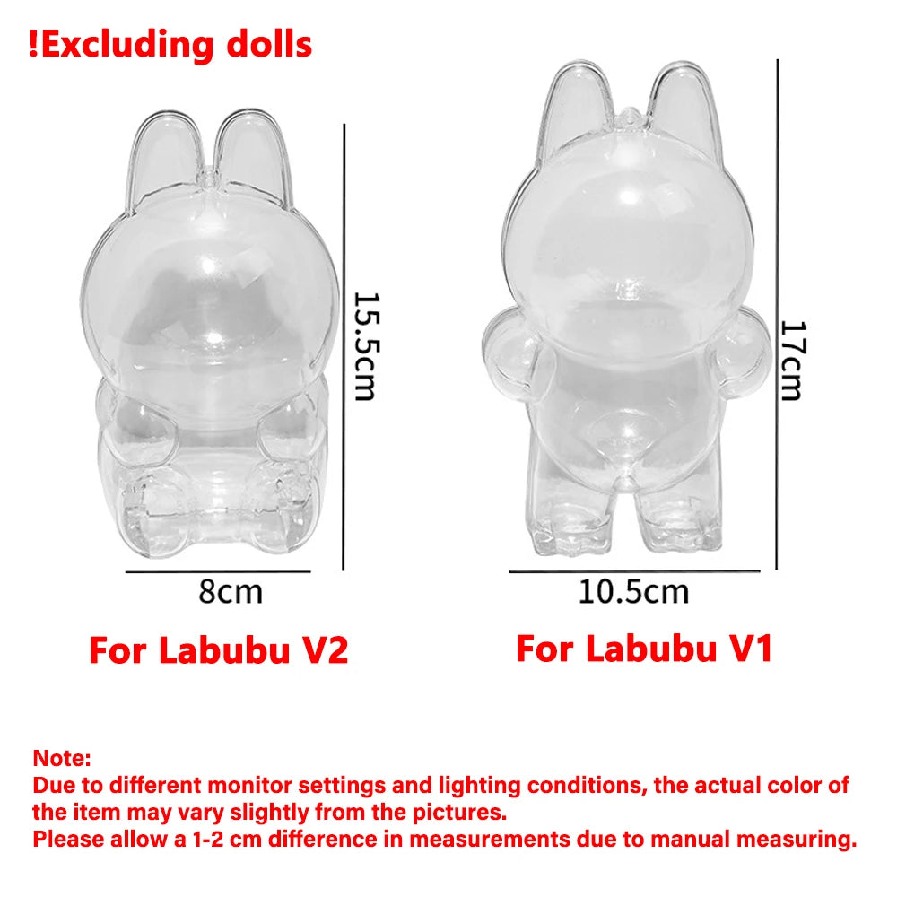 For LABUBU Protector Case Protection Cover V1 V2 Pendant Doll Storage Box Anti Dust Case For Labubu Clear Case Doll Accessories