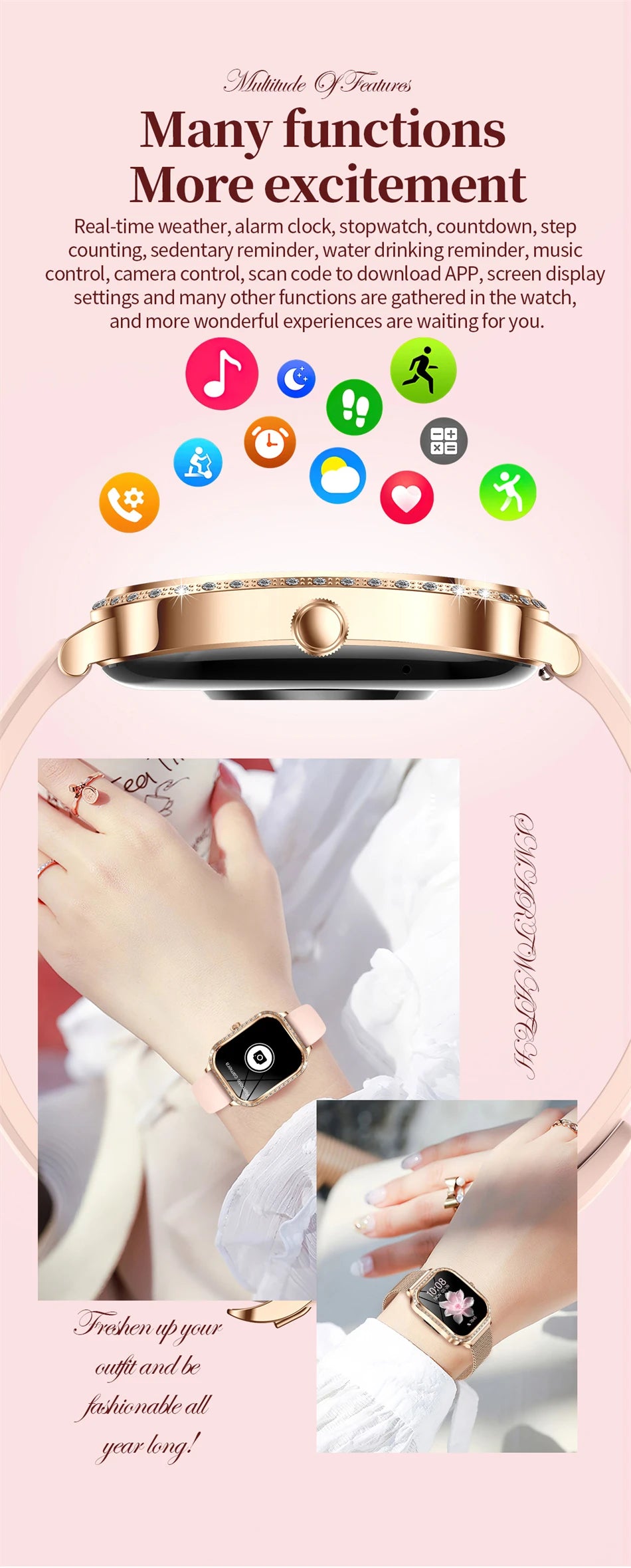 LIGE Fashion Ladies Smartwatch Women's Health Bluetooth Call Waterproof Watches Health Sports Best Friend's Smartwatch Adult