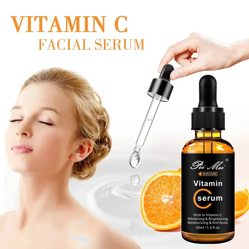 Skincare Products Vitamin C Facial Serum Brighten Skin Lighten Spots Hyaluronic Acid Face Essence Skin Care Products 30ml