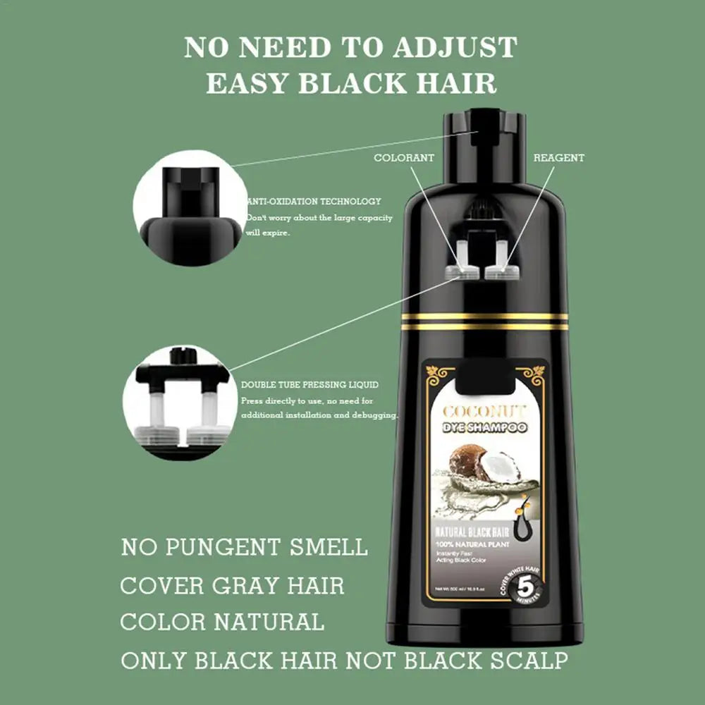 500ml Herbal Hair Dye Black Hair Shampoo Black Hair Color Shampoo Black Hair Dye Covering White Hair Shampoo ginger Shampoo
