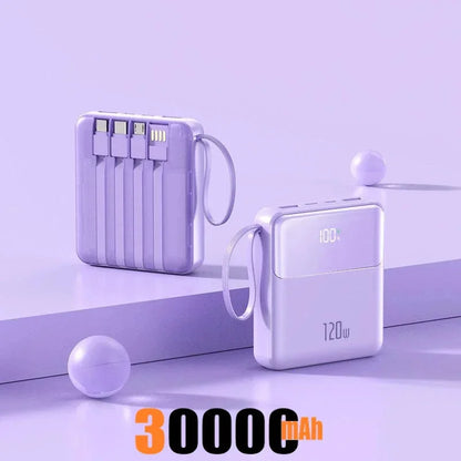 Portable Power Bank 50000mAh 120W Super Fast Charging Mobile External Battery With Four Cable Charger Suitable For iPhone Xiaomi