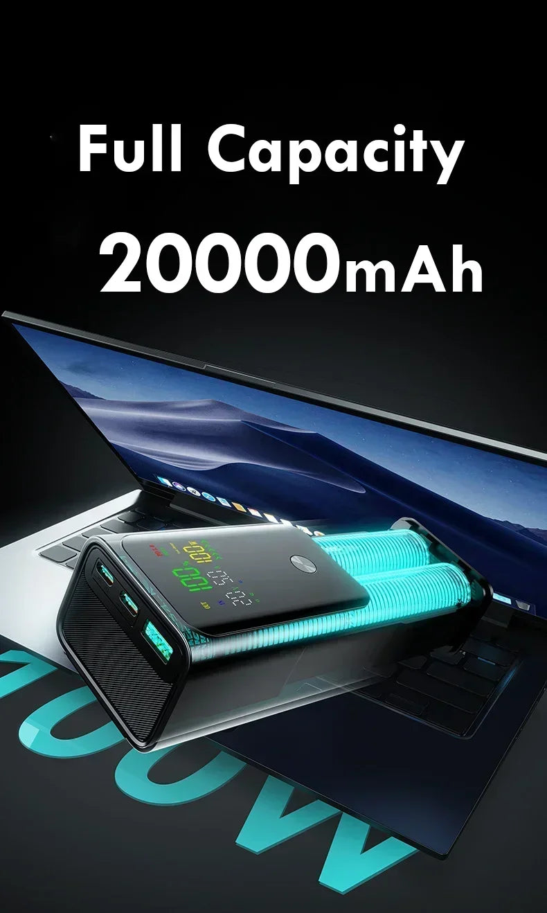 20000mAh High Quality Power Bank 100W Portable Fast Charging Powerbank External Spare Battery For IPhone Xiaomi Laptop 보조배터리