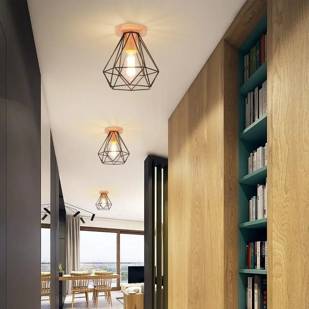 Led Lights for Room  Lamps for Living Room Wood Art Wood Light Modern Simple Retro Ceiling Light Entrance Lighting