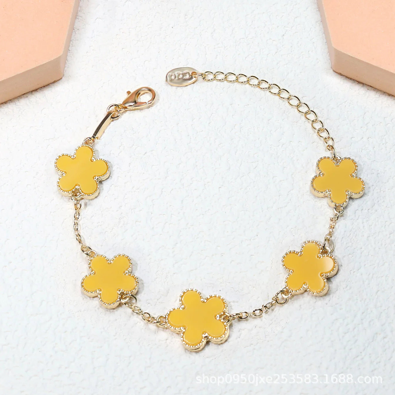 Fashion Double Sided Plant Five Leaf Plum Blossom Charm Bracelets For Women Girl Waterproof Clover Jewelry Gifts Best Friends