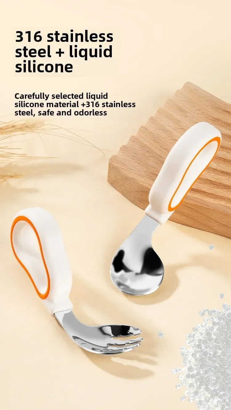 Baby Eating Training Soft Silicone Spoon Fork Cutlery Toddler Baby Feeding Utensils Cutlery Children Tableware Kids Fork Sets