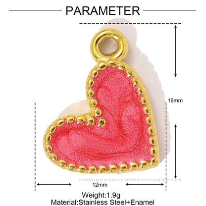 3pcs/Lot Sweet Gradient Enamel Rose Stainless Steel Diy Charm Women Rainbow Flower Waterdrop Necklace Pendant Love Heart Jewelry