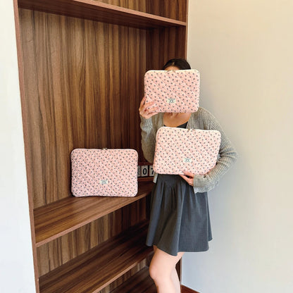 Laptop Sleeve for 11-15 Inch Laptop Tablet Puffy Quilted Floral Laptop Case Coquette Aesthetic Puffy Laptop Sleeve Cover Case