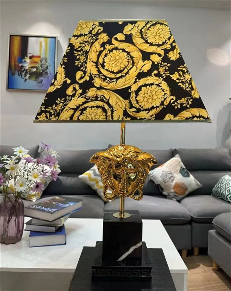 Modern LED Natural Marble Base Hardware Modern Light Luxury Bedside Lamp Decorative Lamp