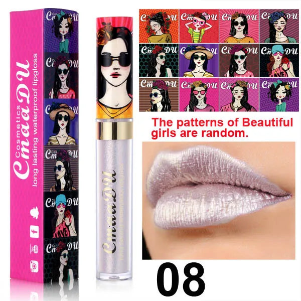 11 Color Lip Gloss  Metallic Shimmer Glitter Finish Lipstick Long Lasting Waterproof Lip Stain