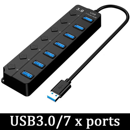 4/7 Port Multi USB Power Adapter USB 3.0 Splitter Hub USB Hub 2.0 USB Multiple Expander Switch Cable Hub Docking Stations