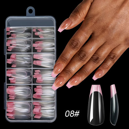 120pcs/Boxed Acrylic French False Nails Multicolor Square Almond Nail Tips Full Cover Removable Mixed Size Press On Nails