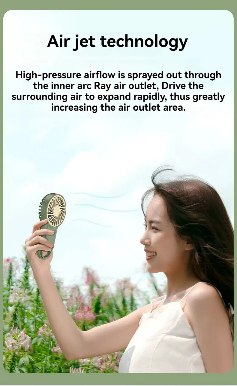 New Foldable Handheld Desktop USB Rechargeable Mini Fan Cartoon Design with Hook for Mountaineering Outdoor Home Office use