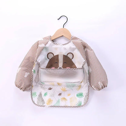 Baby Long Sleeve Scarf Waterproof Toddler Art Smock Feeding Bib Apron Pocket Infant Boys Girls Burp Cloth Banana Bibs for1-3Year