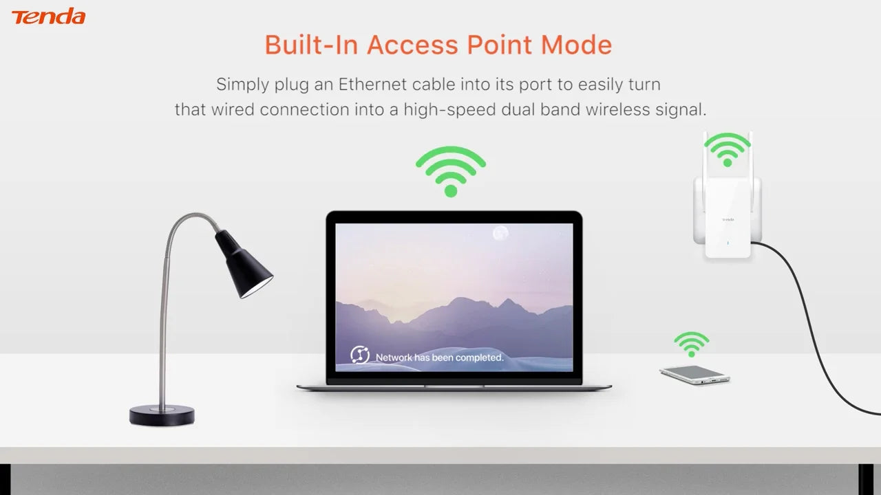 Tenda WiFi 6 Range Extender 2.4/5GHz AX1800 Dual Band Signal Expansion Booster Wireless Repeater No Dead Spots WPS Plug and Play