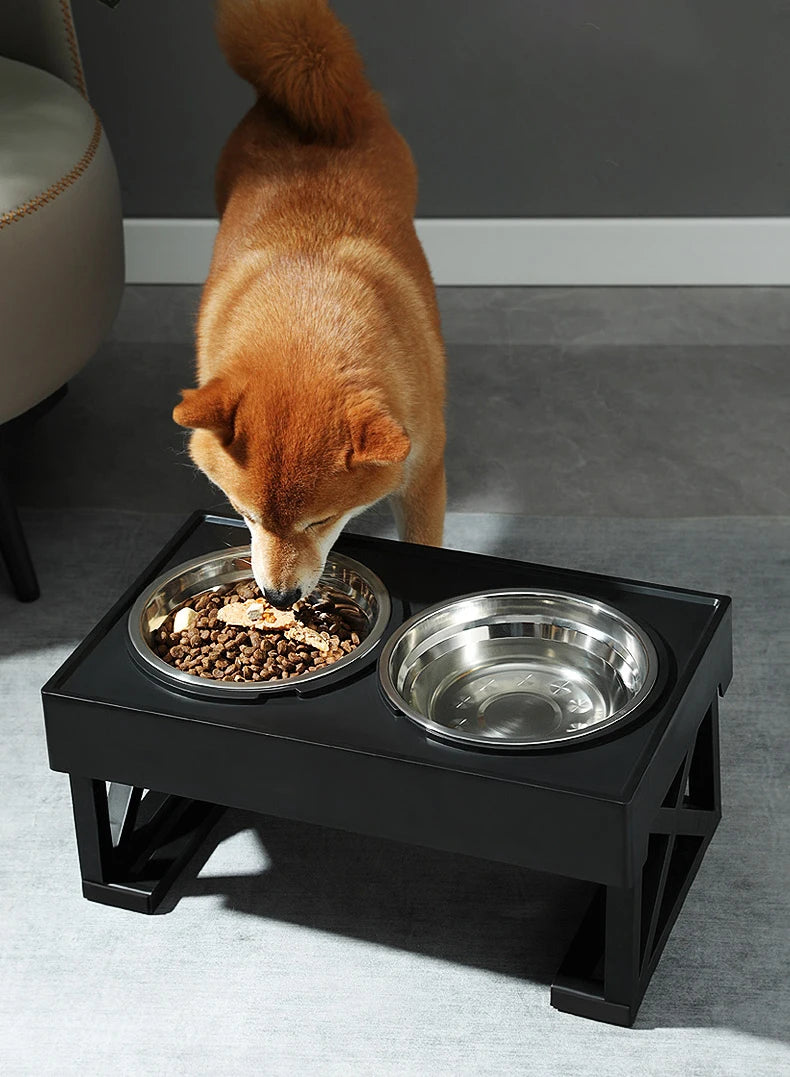Elevated Dog Bowls 3 Adjustable Heights Dog Food Water Bowl with Slow Feeder Bowl  Dog Bowl For Pet Meal Mat Elevated Bowl Mat