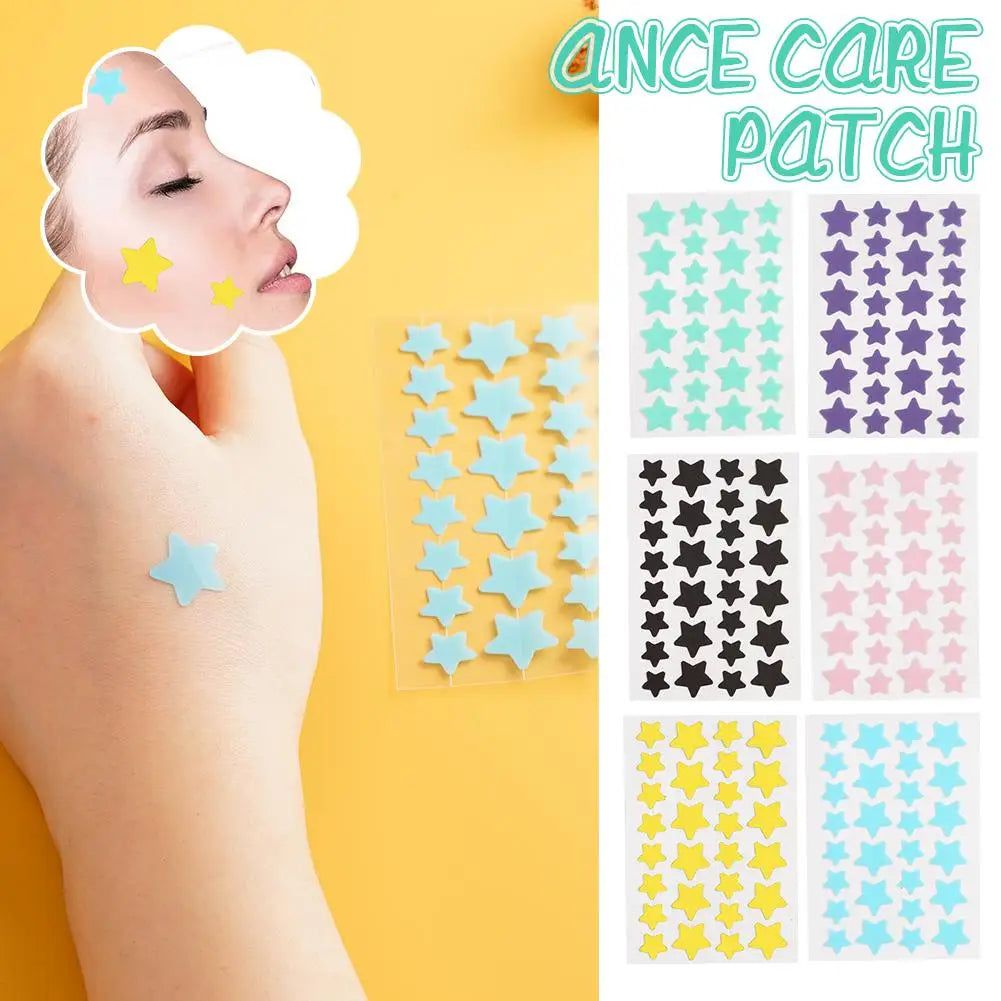 Black Star-Shaped Acne Stickers, Invisible Hydrocolloid Pimple Patches, Blemish Spot Cover Treatment,Skin Care Tool