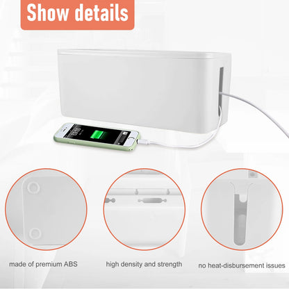 ABKJ-Cable Management Box, ABS Cable Organizer Cord Hider Box, Computer Power Lines, Route Cables, Under Desk Power Strip