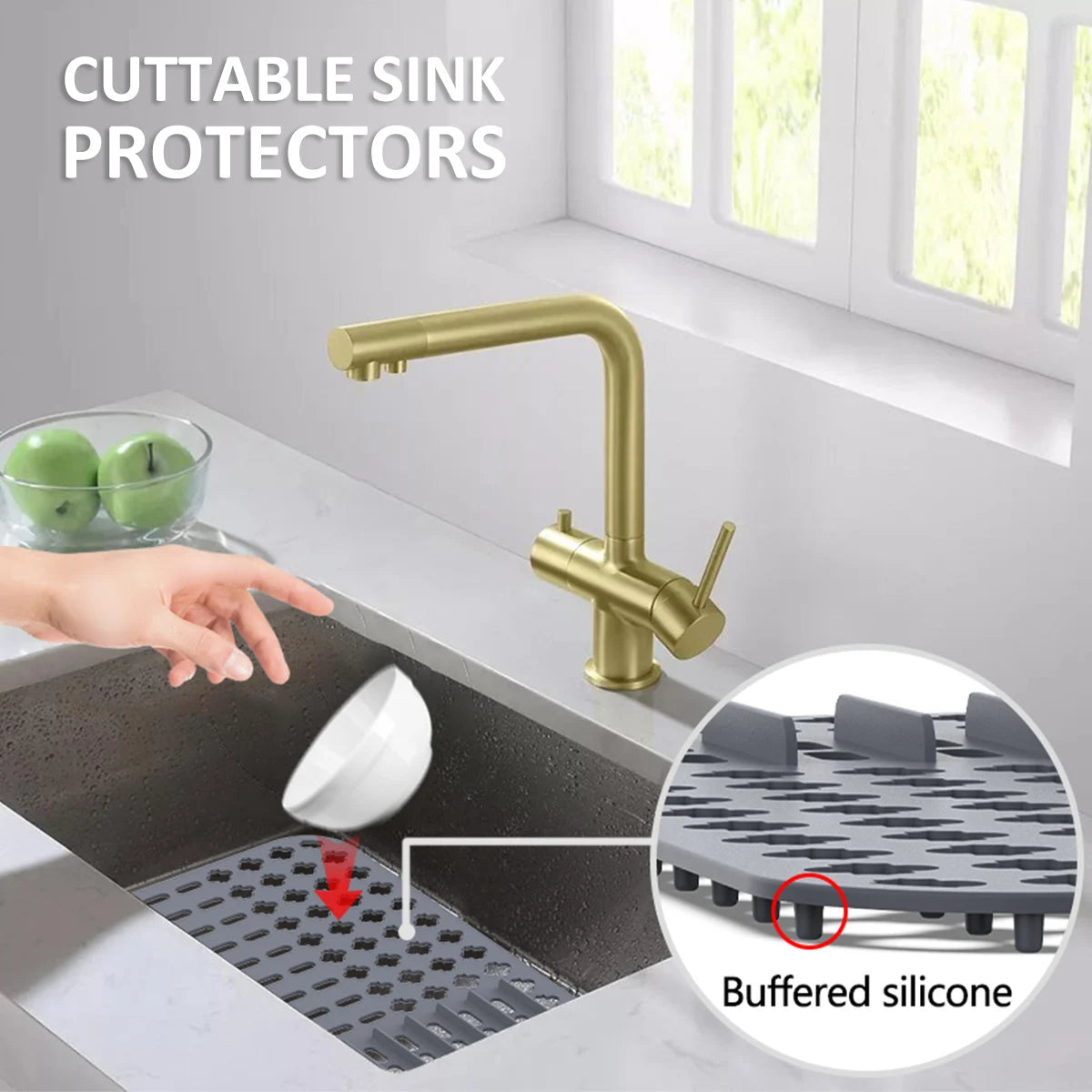 Silicone Sink Protector Heat-Resistant Anti-Slip Kitchen Sink Mats Sink Drainer Mat Reusable Sink Protector Mat for Kitchen