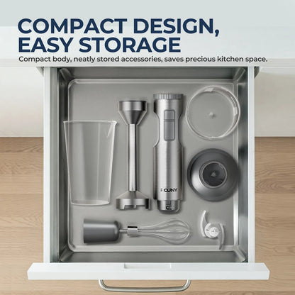 Hand Immersion Blender Powerful 4-in-1 Stainless Steel Stick Food Mixer 700ml Mixing Beaker 500ml Processor Whisk