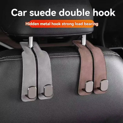 Universal Metal Car Seat Headrest Hook 2 in 1 Soft Leather Car Seat Back Hook for Purse Bag Backpack Double Hook Car Seat Hanger