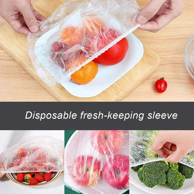 100P Reusable Elastic Bowl Storage Covers for Kitchen Storage, Plastic Film Cover, Food Storage Covers, food Fresh Keeping Cover