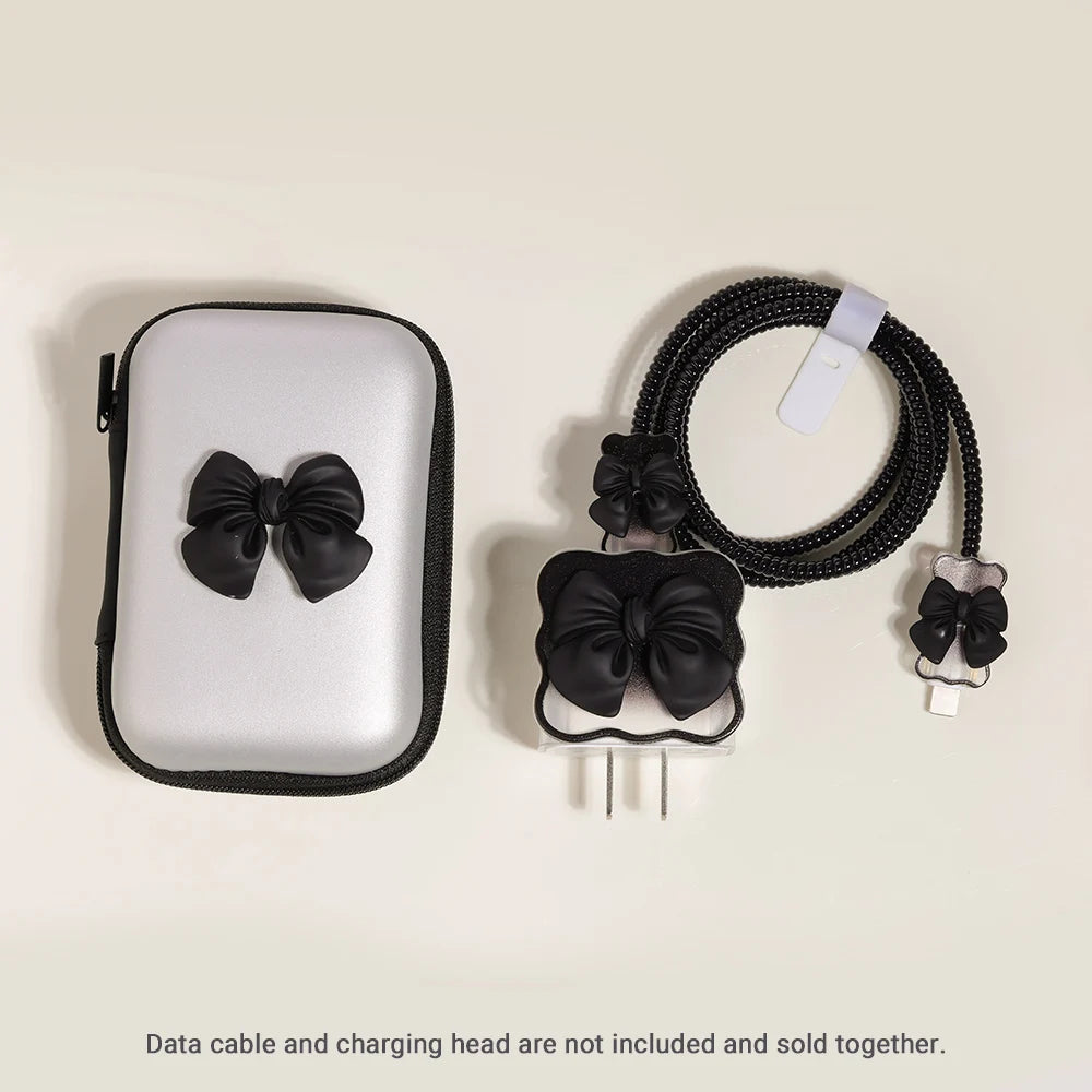3D Bow Charger Cable Protector Cover For iPhone 20W 18W Charger Protector Storage Bag Case Cover Management Wire Cord Organizers
