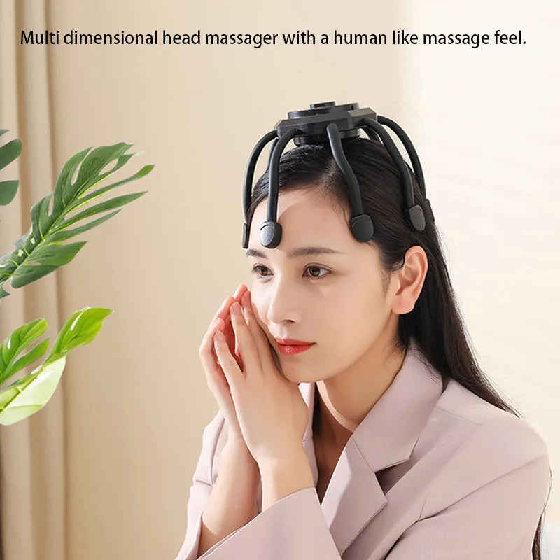 Electric Scalp Massager Cordless Portable Head Massager Headache Deep Relaxation Stress Relief Meridian Massage Claw Tools