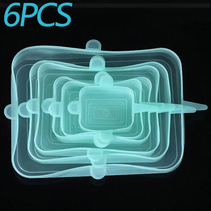 6 Pcs Silicone Covers Stretch Lids for Kitchen Microwave Food Caps Food Universal Dish Stretch Lids for Cans Kitchen Accessories