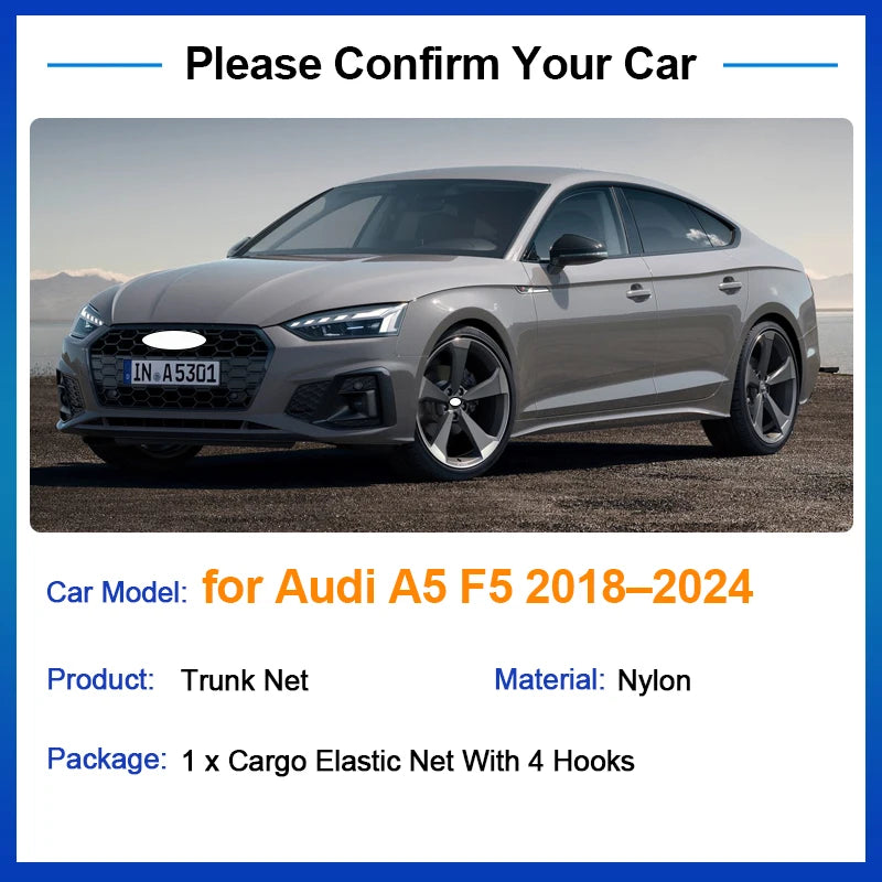 70x70 Auto for Audi A5 F5 2018 2019 2020 2021 2022 2023 2024 Accessories Car Boot Trunk Cargo Net Elastic Storage Organizer Part