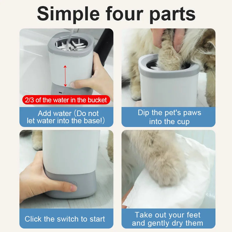 Automatic Pet Foot Washer Removable Electric Plastic Paw Cleaner Soft and Dense Bristles for Cleaning Cat Dog Paw Cleaner