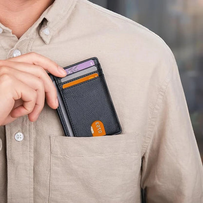 Slim Minimalist Front Pocket RFID Blocking Leather Wallets for Men and Women