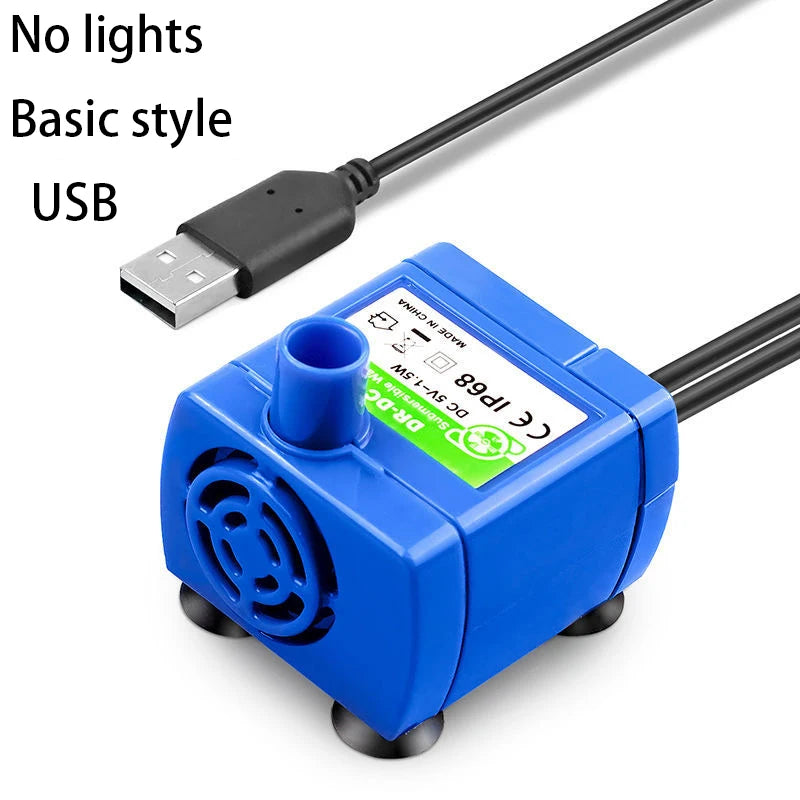 Pet USB Water Pump LED Light Pet Cat Water Fountain Motor Accessories Replacement for Cat Flowers Drinking Bowl Water Dispenser