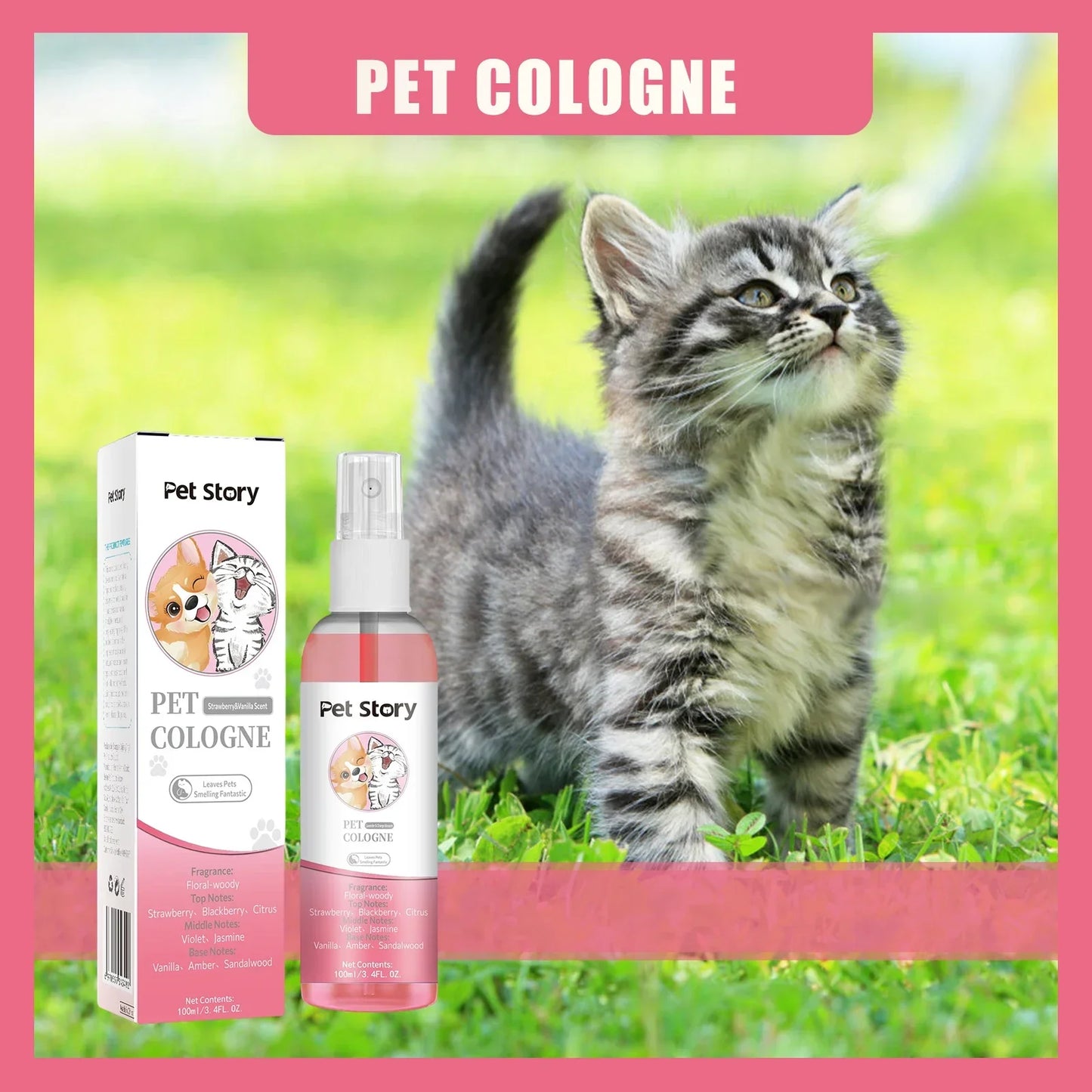 100ml Cruelty-Free Pet Perfume Odor Eliminator Cologne Spray Scented Private Label Calm Skin Deodorizing for Dog Cat
