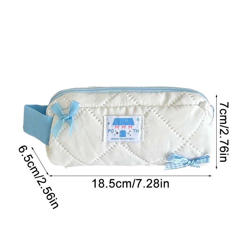 Blue Bow Pencil Case Cute Stationery Pencil Pouch Portable Trousse Large Capacity Estuche Escolar School Supplies Pencil Cases