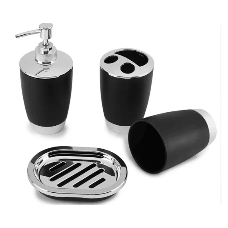 Plastic Bamboo Plastic Combination Bathroom Set, Toilet Accessories, Imitation Resin, 1 Set, 4 Piece Set