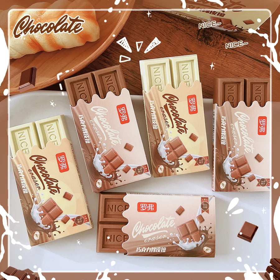 school teacher gift back to school supplies Aesthetic cute stationery Kawaii object funny erasers Chocolate rubber cute things