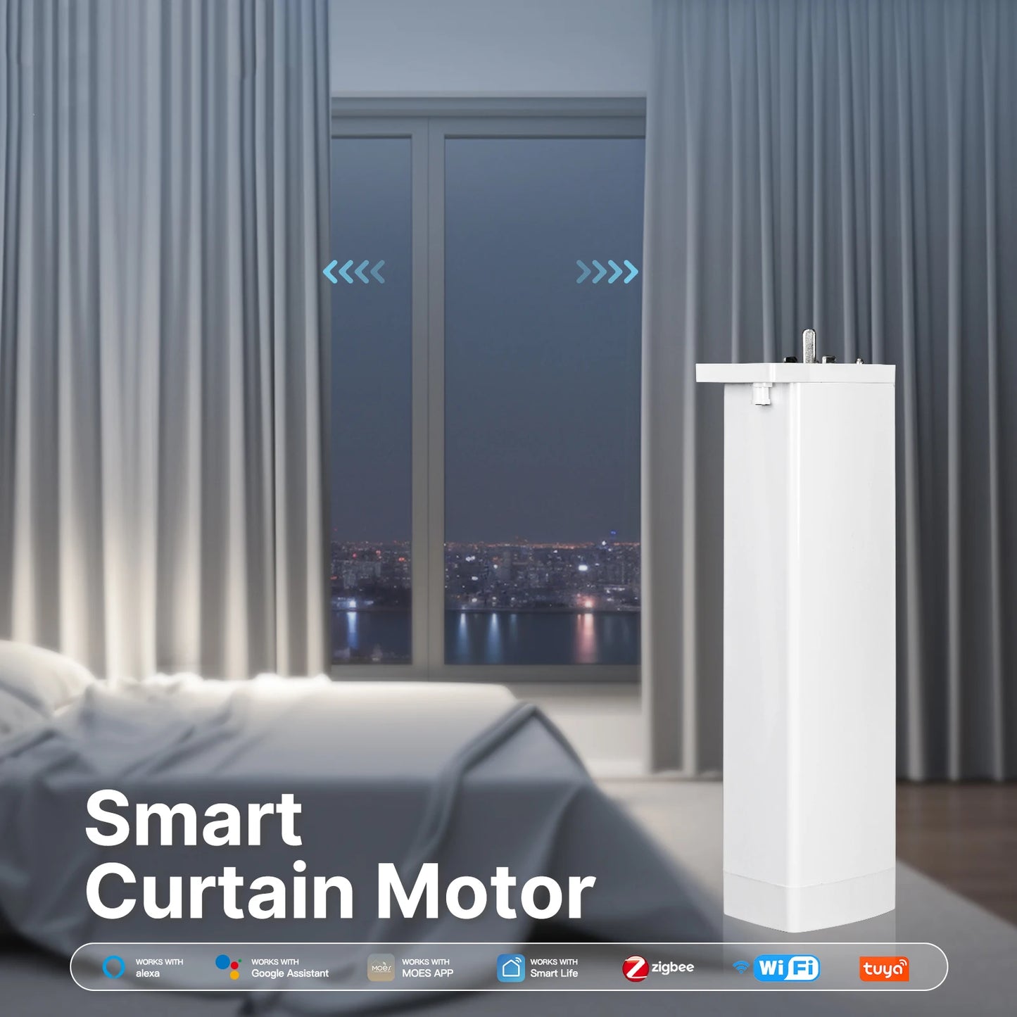 Smart Curtain Motor Electric WiFi and Zigbee Curtain Opener Remote Control For Curtain Track  Compatible with Alexa