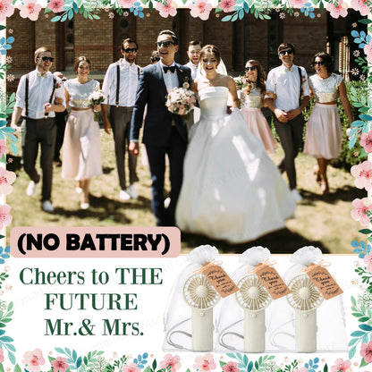 12-120PCS Portable Handheld Fan Bulk Wedding Fans for Guest Mini Handheld Fan Battery Powered Fans with Thank You Cards