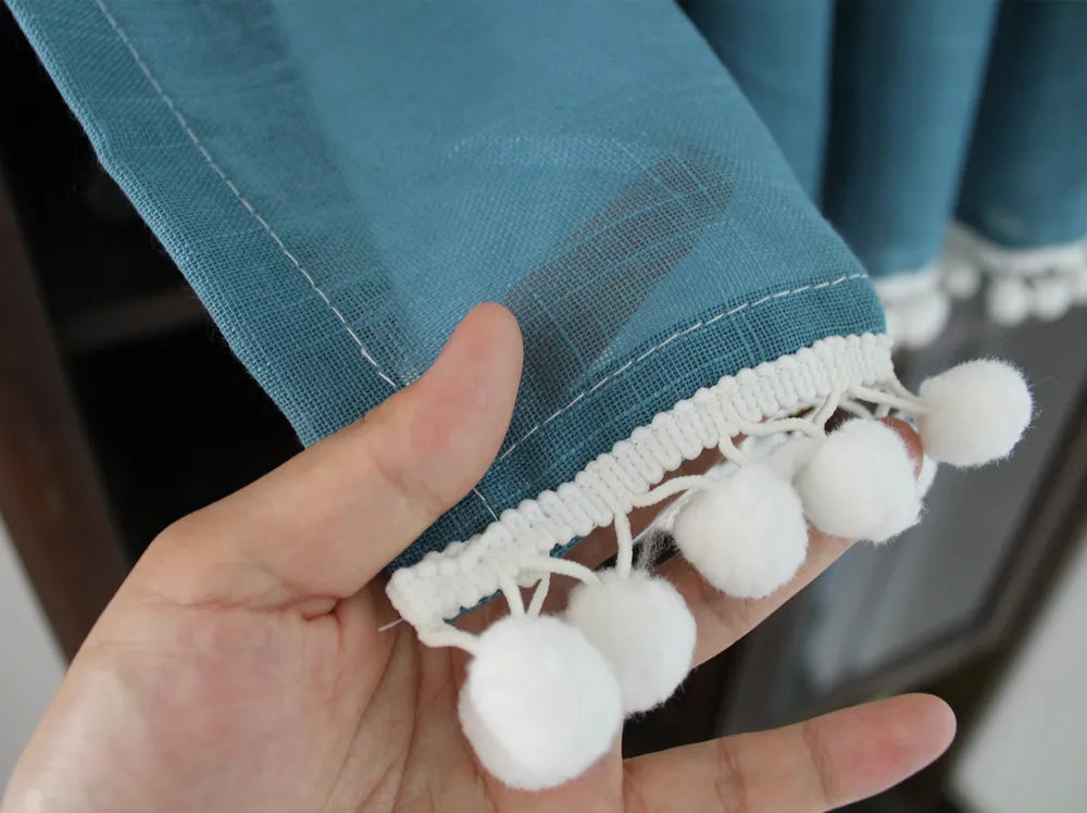 Japanese tassel half curtain partition door curtain kitchen short curtain coffee curtain pastoral decoration short curtain yarn