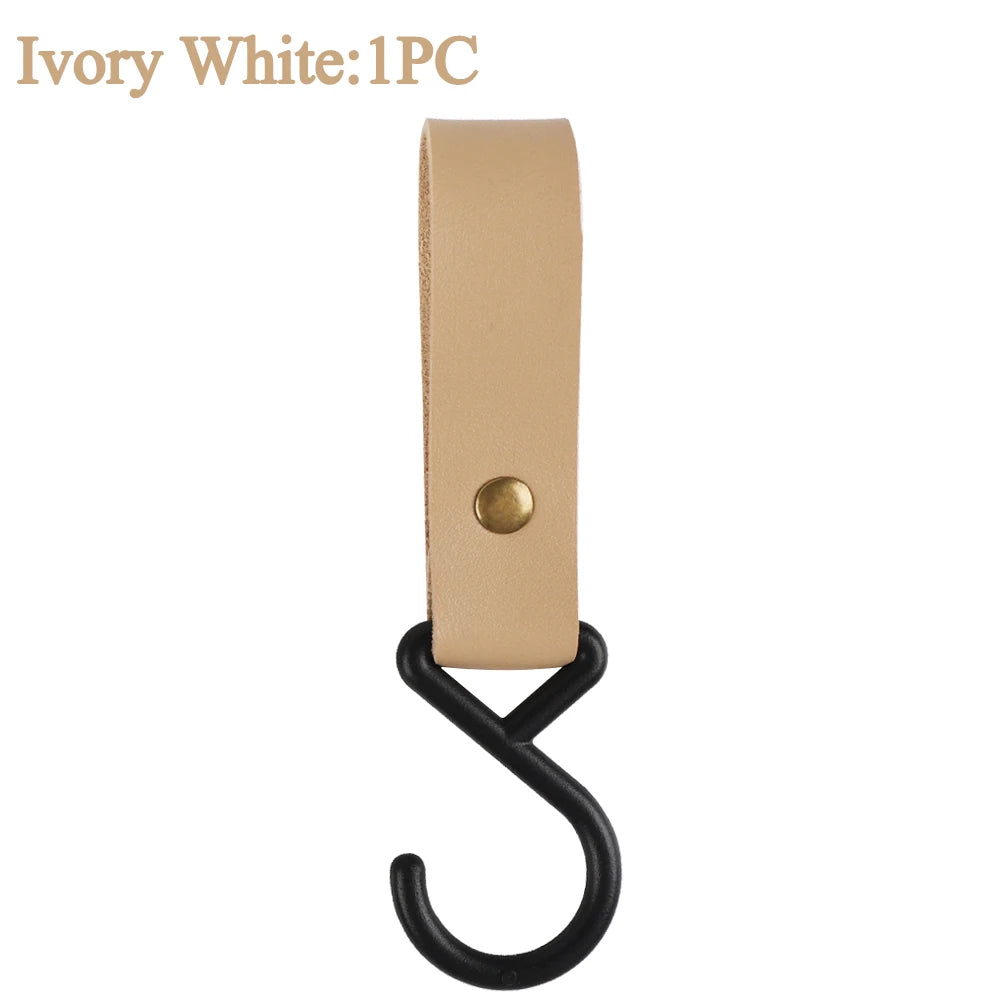 1/5pcs Outdoor Camping Hooks  Leather Hanging Hooks S-Shaped Rack Portable Camping Hangers Home Kitchen Storage Supplies