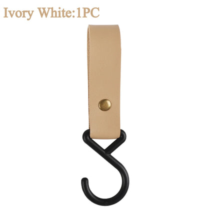 1/5pcs Outdoor Camping Hooks  Leather Hanging Hooks S-Shaped Rack Portable Camping Hangers Home Kitchen Storage Supplies