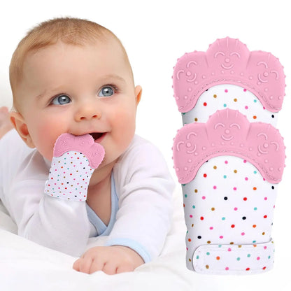 Food grade silicone Gloves Baby Teether Gloves Anti Eating Hand Teething Chewing Prevent Scratches Glove toys Mitten Pain Relief
