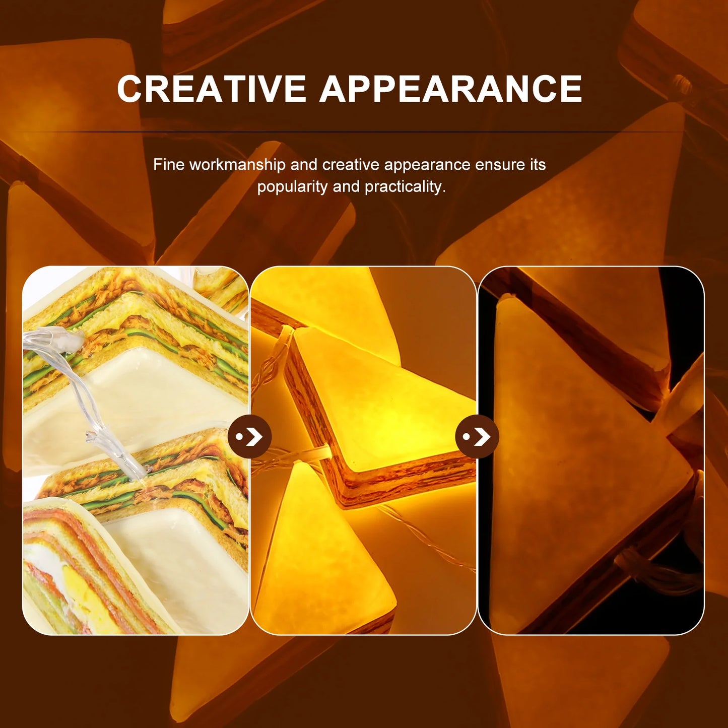 Creative Plastic Hamburger Led Light String Exquisite Decorative String Lamp LED Party Bedroom Living Room Courtyard Birthday