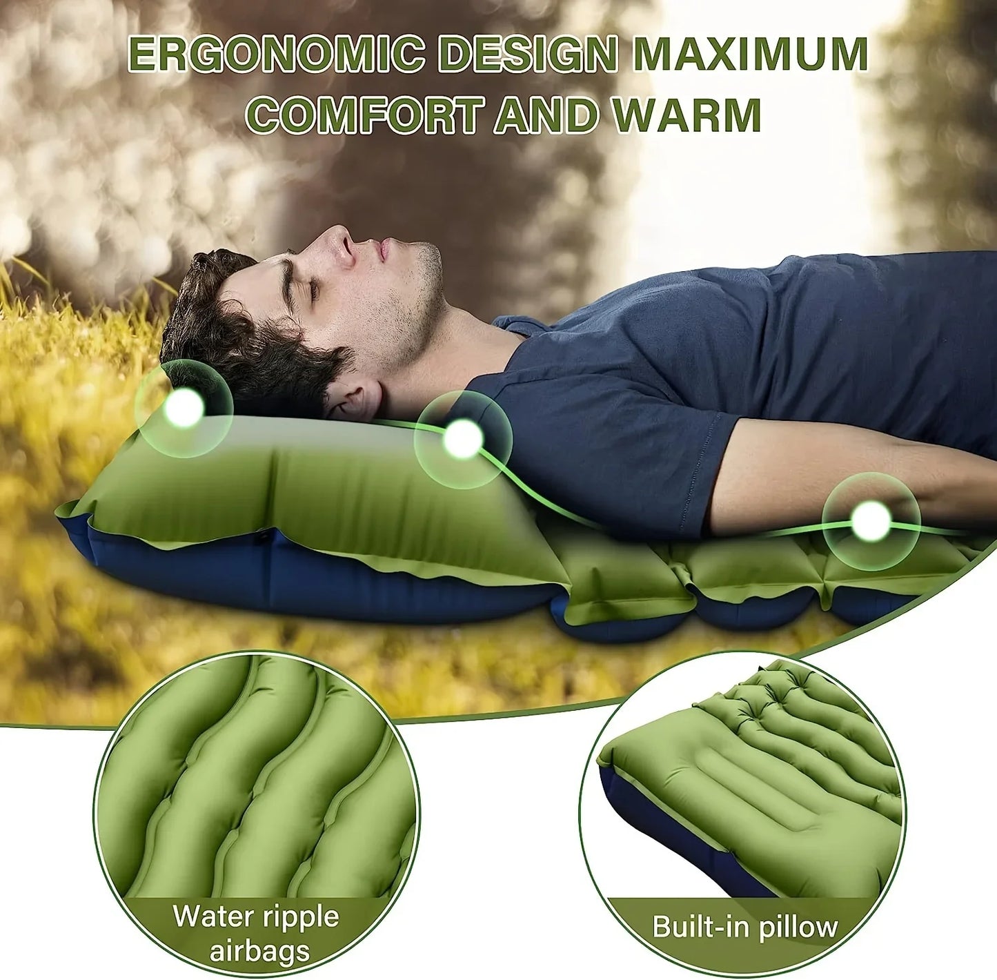 Camping Hiking Camp Sleeping Gears Air Mattresses Compact Ultralight Self-Inflating Camping Air Mattress Backpacking Hiking Tent