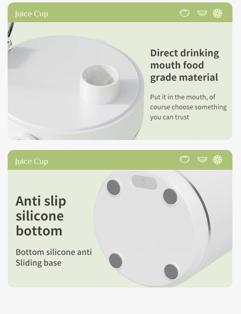 Portable Juice Blender 600ml 12 Blades Fast Blending USB Rechargeable For Outdoor Milkshake Smoothie Electric Juicing Cup