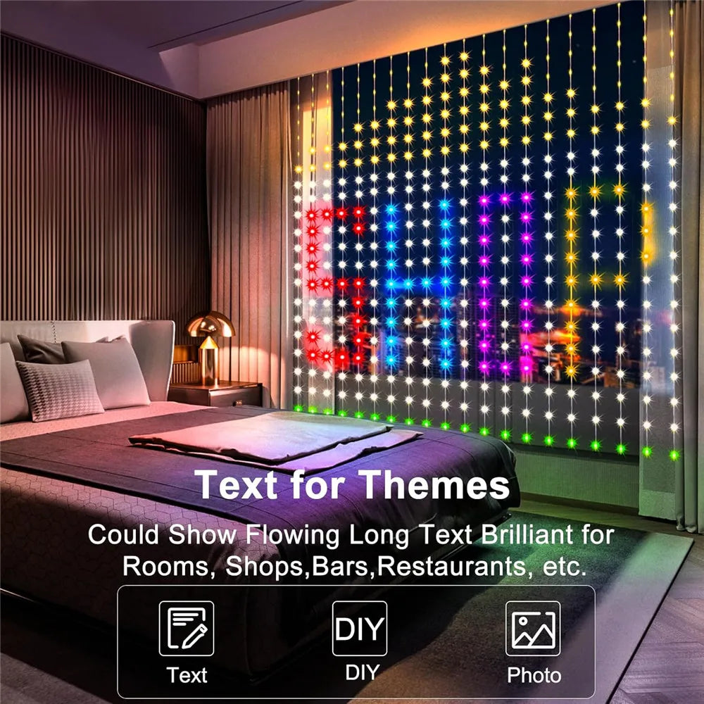 Smart Curtain Lights, 400 LED USB Curtain String Lights with App Remote Control,DIY for Backdrop Birthday Mother's day Gift