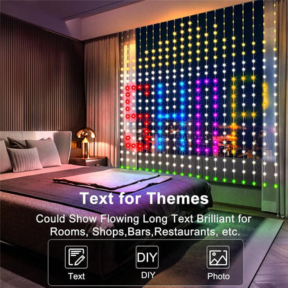 Smart Curtain Lights, 400 LED USB Curtain String Lights with App Remote Control,DIY for Backdrop Birthday Mother's day Gift