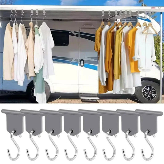 8Pcs Sturdy Awning Hooks for RV S Shaped Camping Awning Hooks Metal Party Light Hangers Hats Outdoor Camper Hanging Accessories