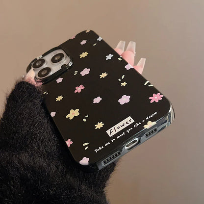 Korean Cute Flower Phone Case  For iPhone 16 15 14 13 12 11 Pro Max XS XR 7 8 Plus SE Mini Soft Shockproof Protective Back Cover