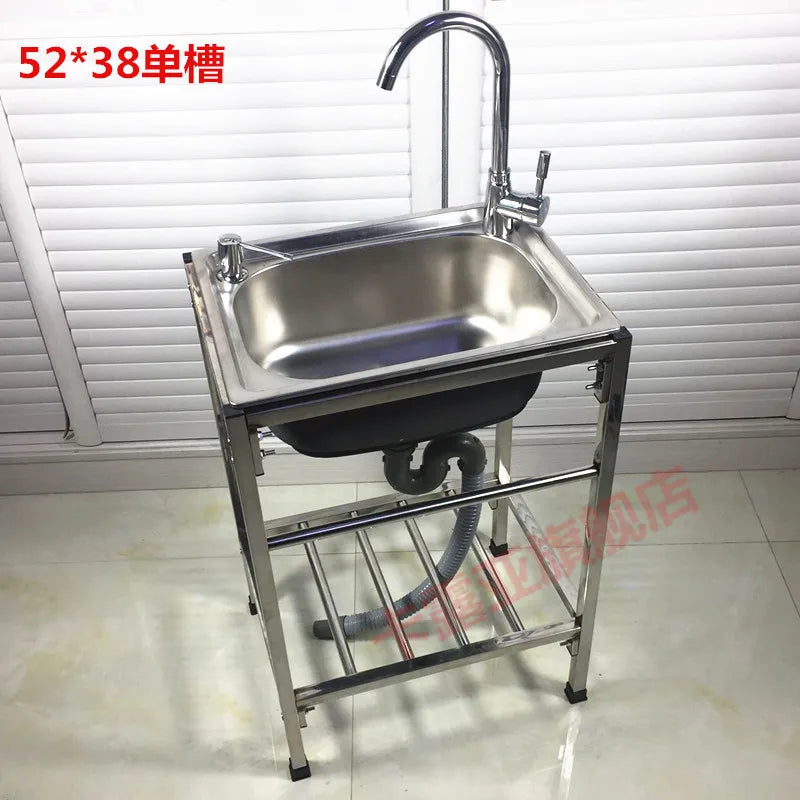 The kitchen is thick and simple, stainless steel sink, single sink, double sink, large single sink with bracket, water basin, ve